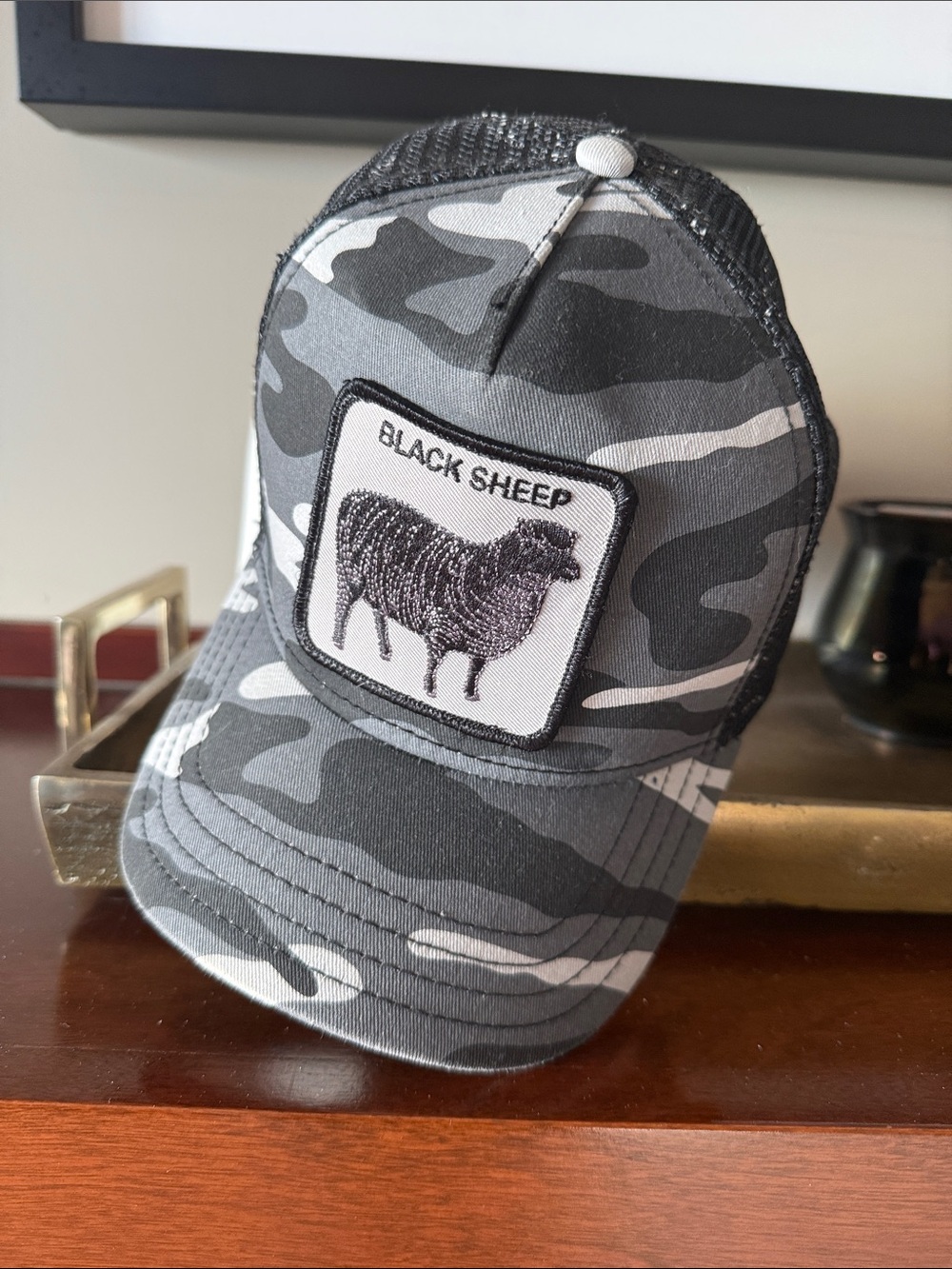 Black Sheep Grey Camo Trucker Hat - Women